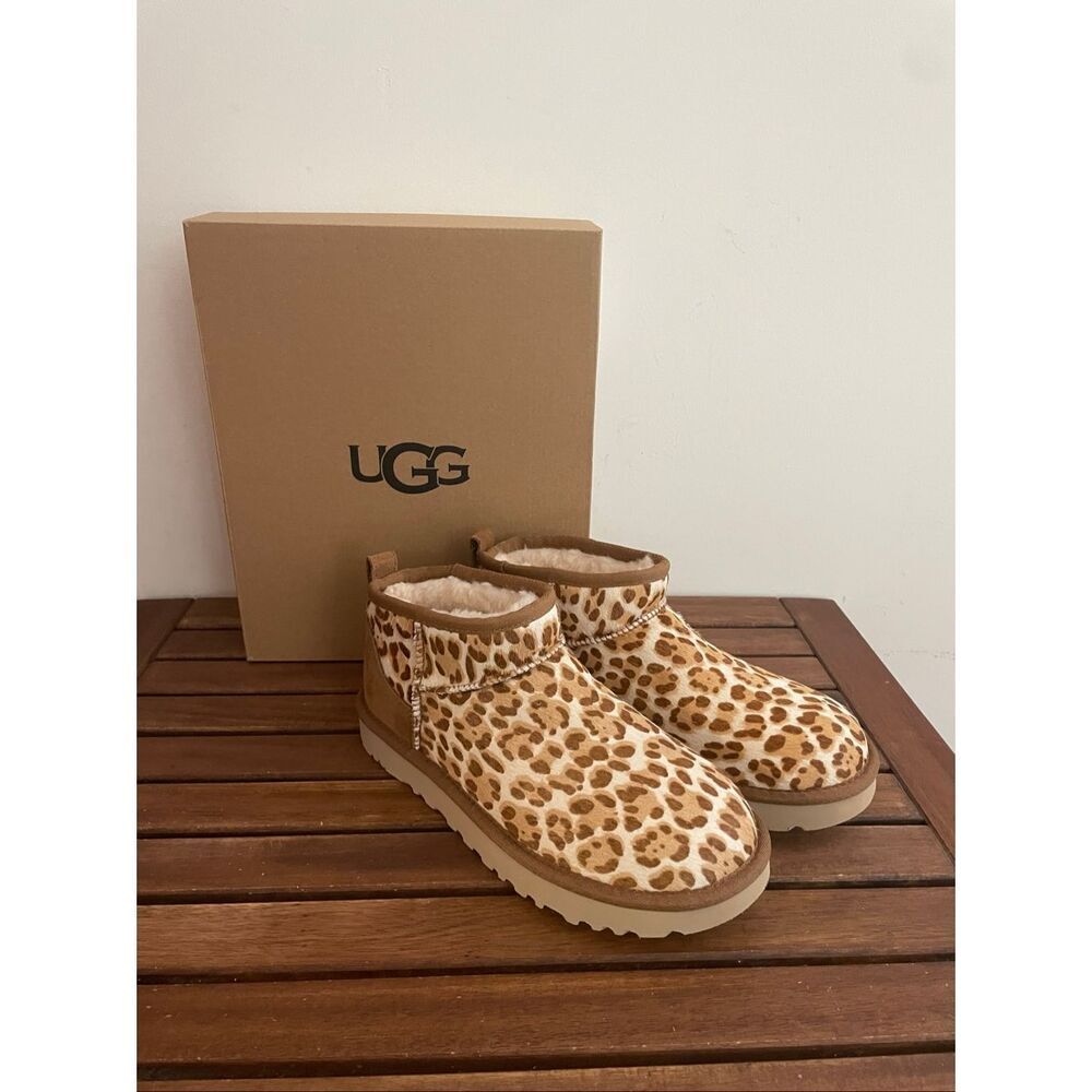 UGG Classic Ultra Mini Booties felicity leopard jasmine US Women Sz 7 /UK5/EU 38